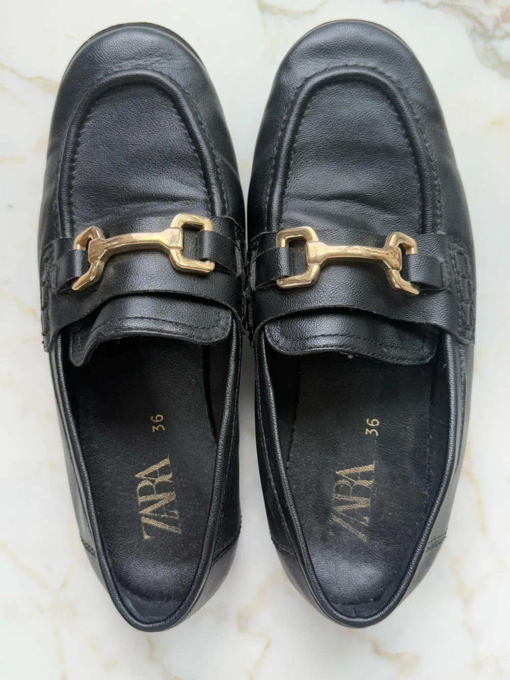 Zara Kids Girls Black Buckle Loafers Size 36 VGUC